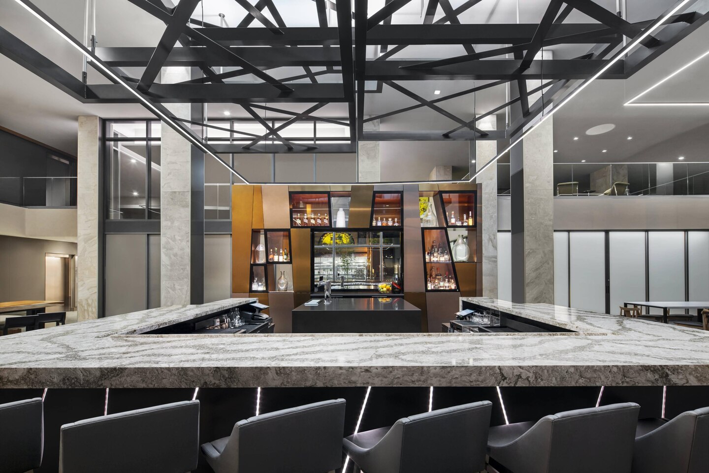 AC Hotel Indianapolis — Structural Glass Balcony Guard at Bar Level