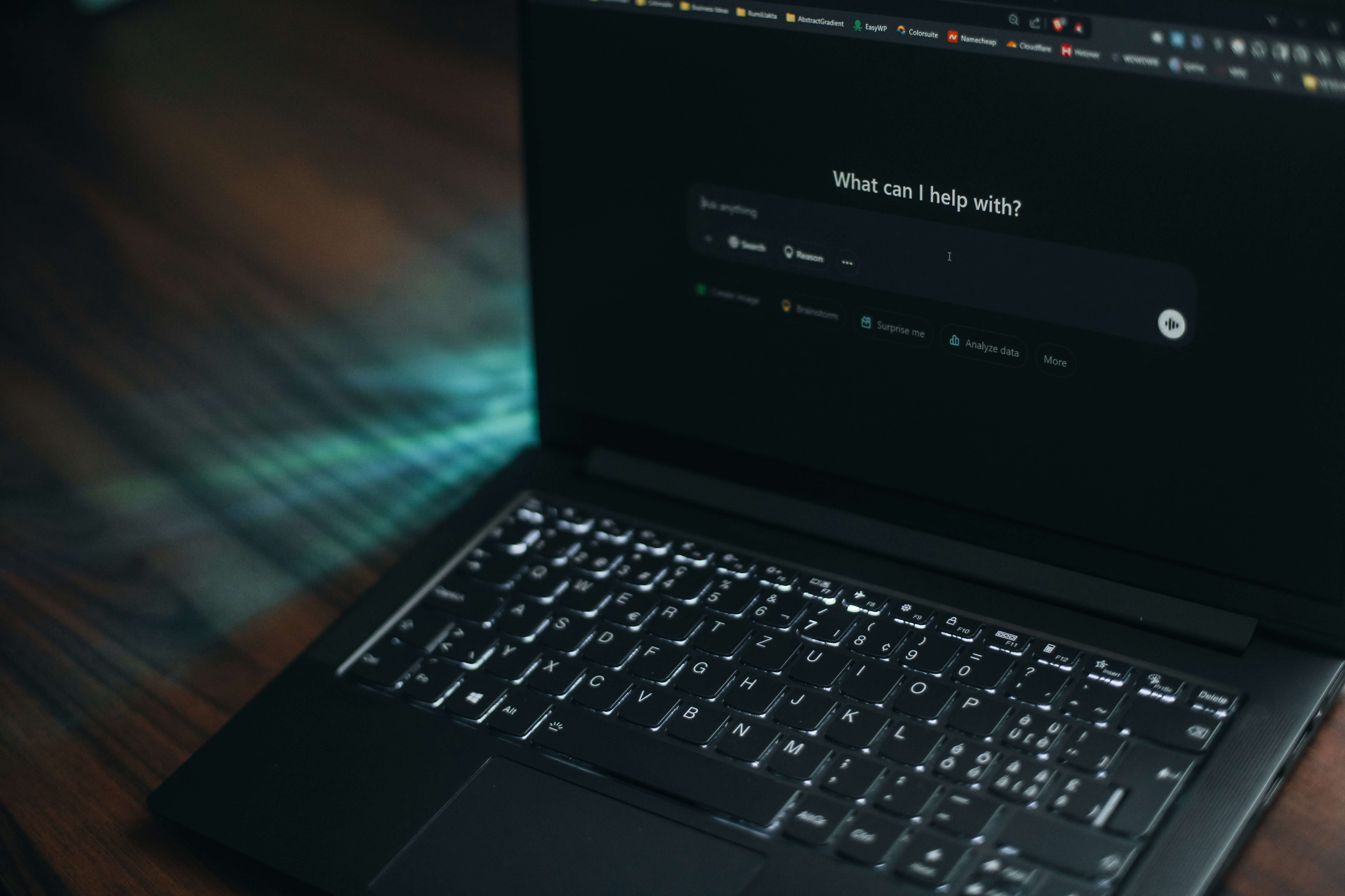 AI assistant interface on laptop