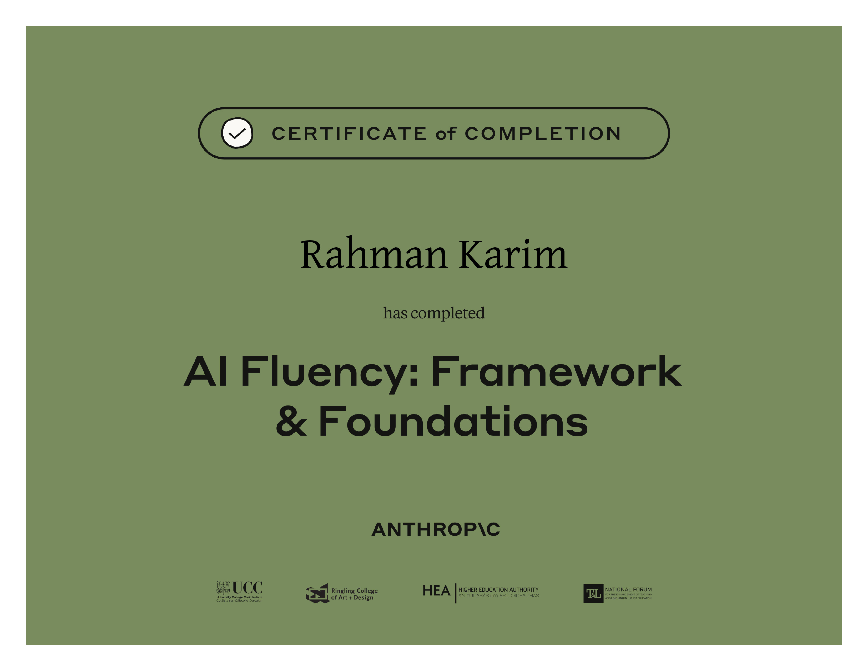 AI Fluency Framework & Foundations certificate