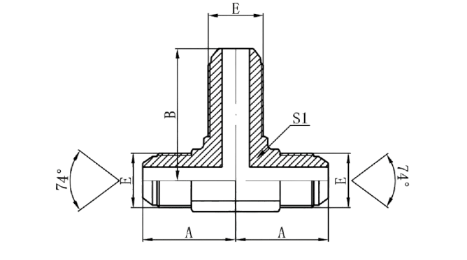 AJ6JJ - JIC Male 74°Cone Bulkhead Branch Tee