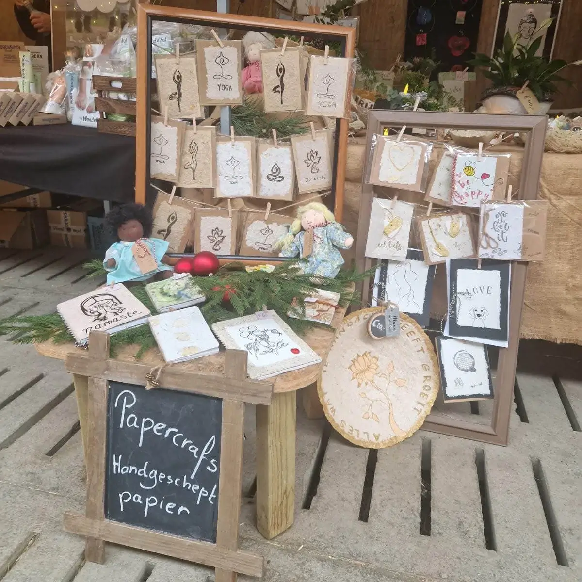 Handmade paper creations display