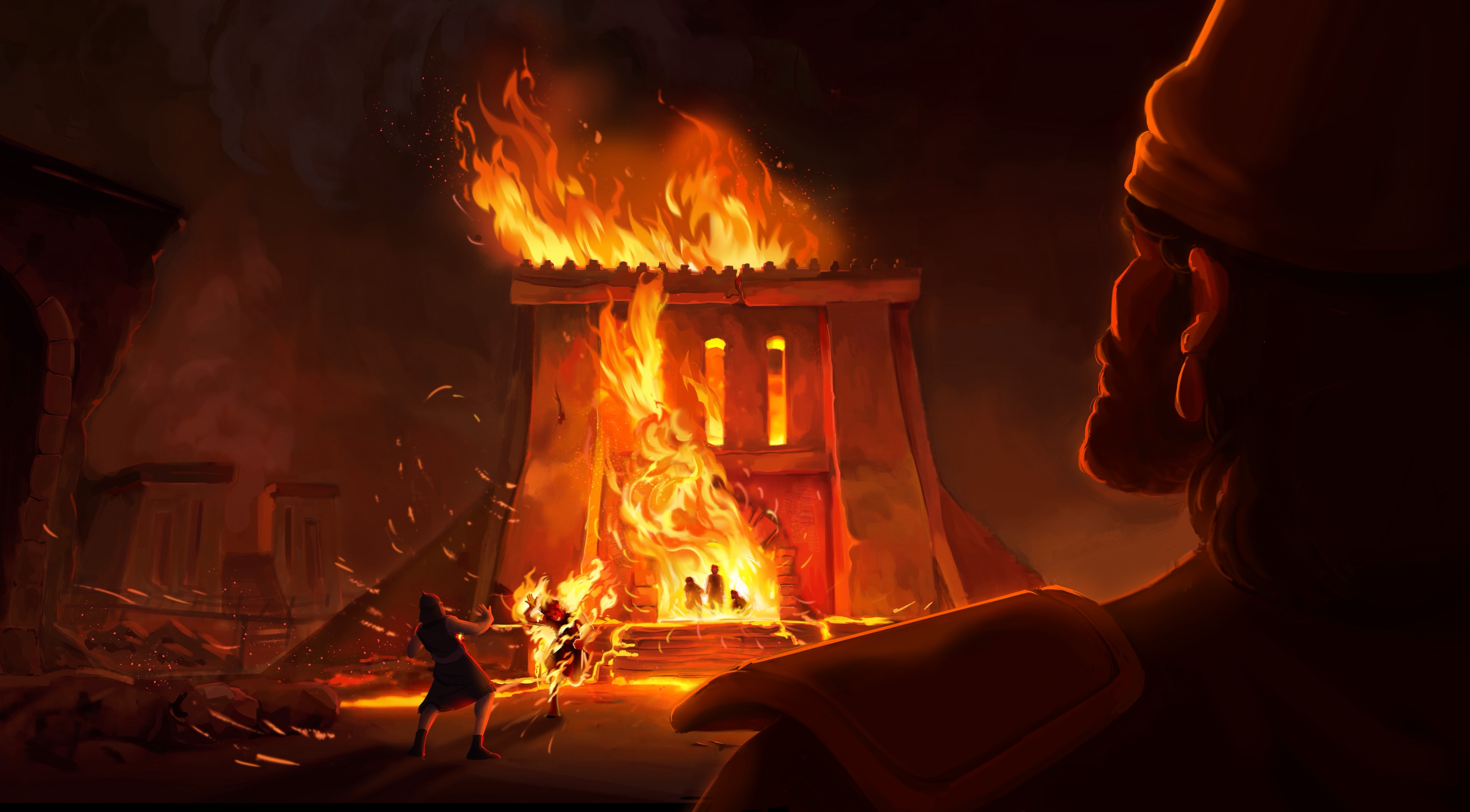 Visual development — the burning temple
