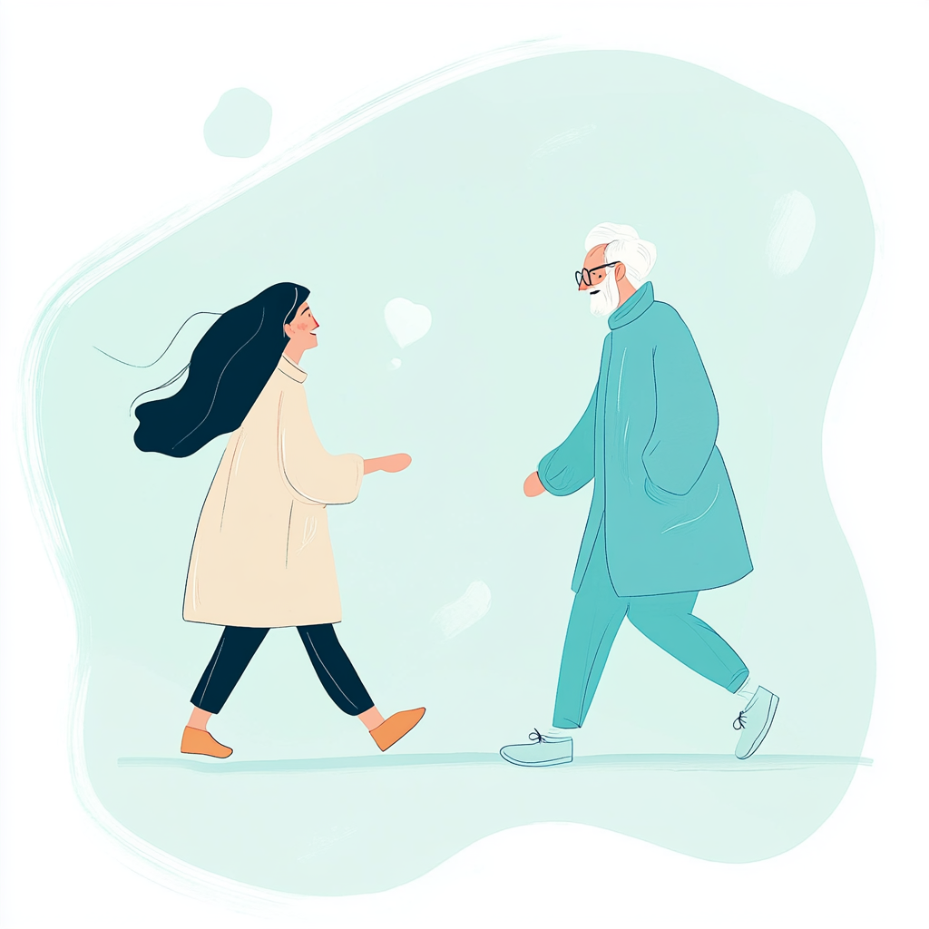 Background illustration of caregiver and elderly person