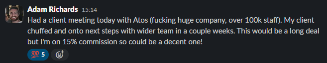 Meeting with Atos - 100K+ staff company