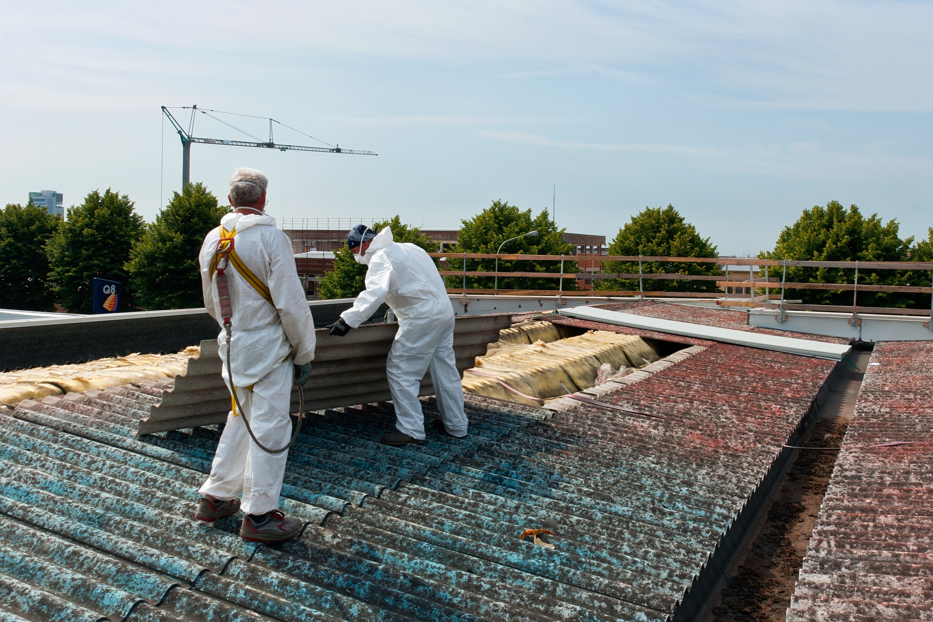 Dachdecker entfernen Asbestwellplatten