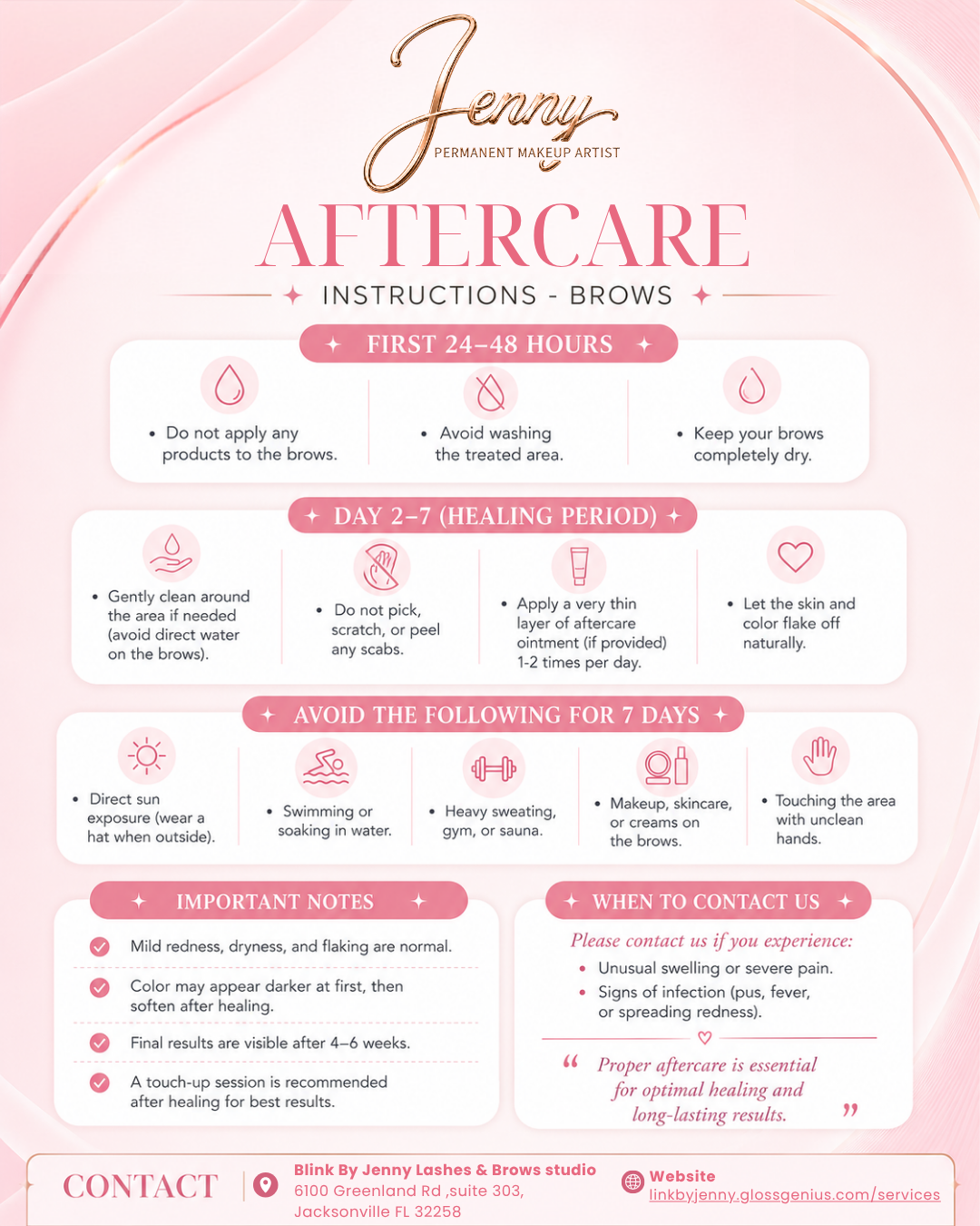 Aftercare Instructions for Brows