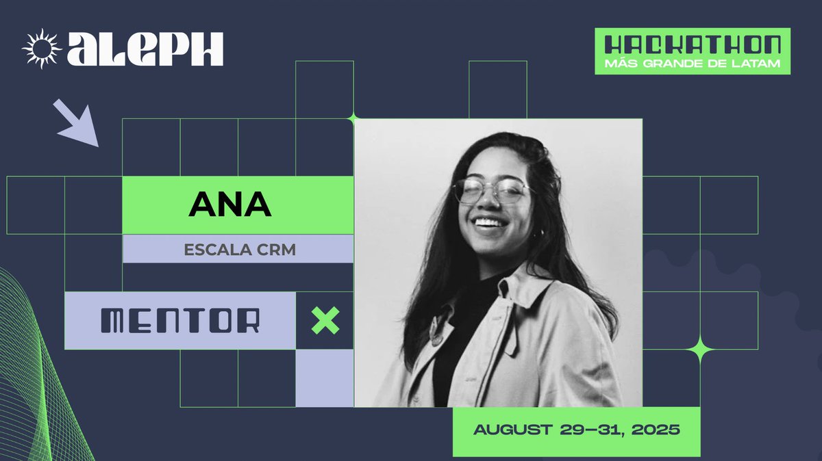 Anuncio oficial como mentora publicado en X por Aleph Hackathon.
