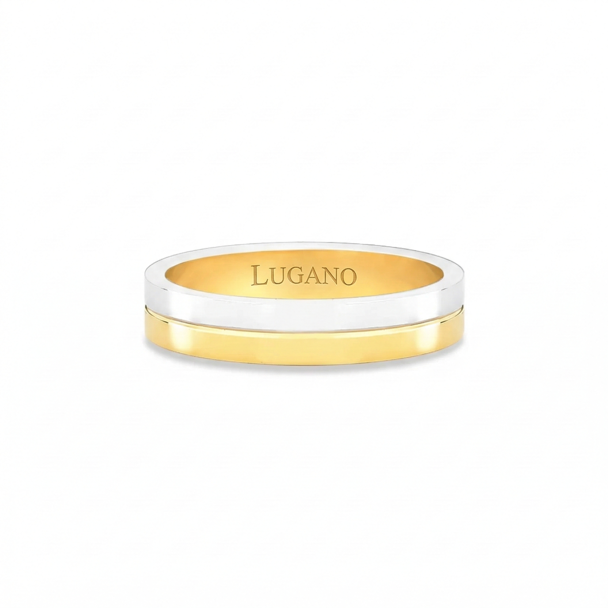 Aliança Dual Ouro Amarelo e Branco 18k 4mm - vista frontal