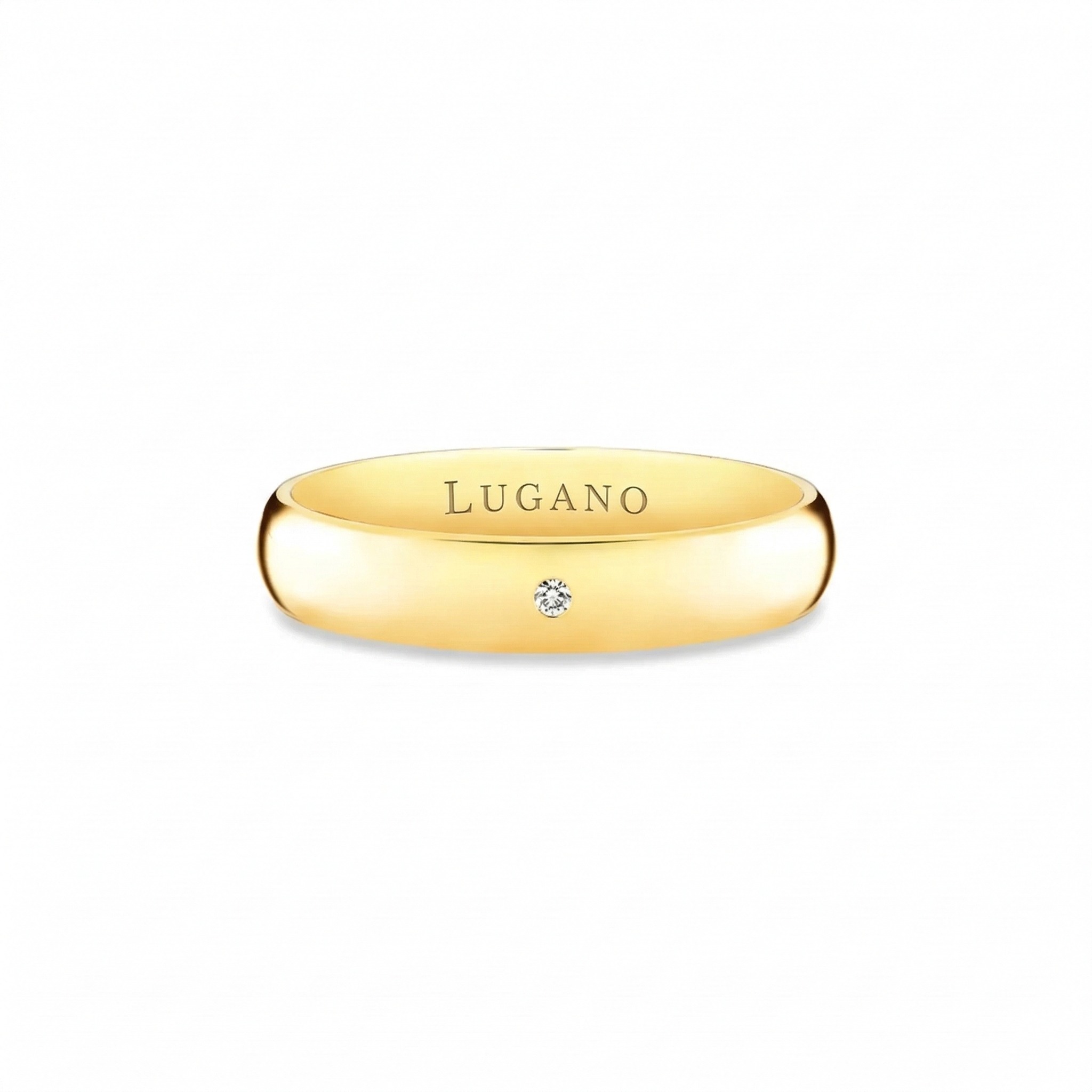 Aliança Lovely com Diamante Ouro Amarelo 18k 4mm - vista frontal