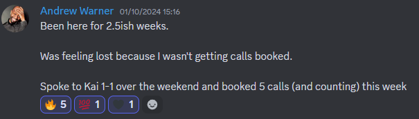 Booked 5 calls in one week