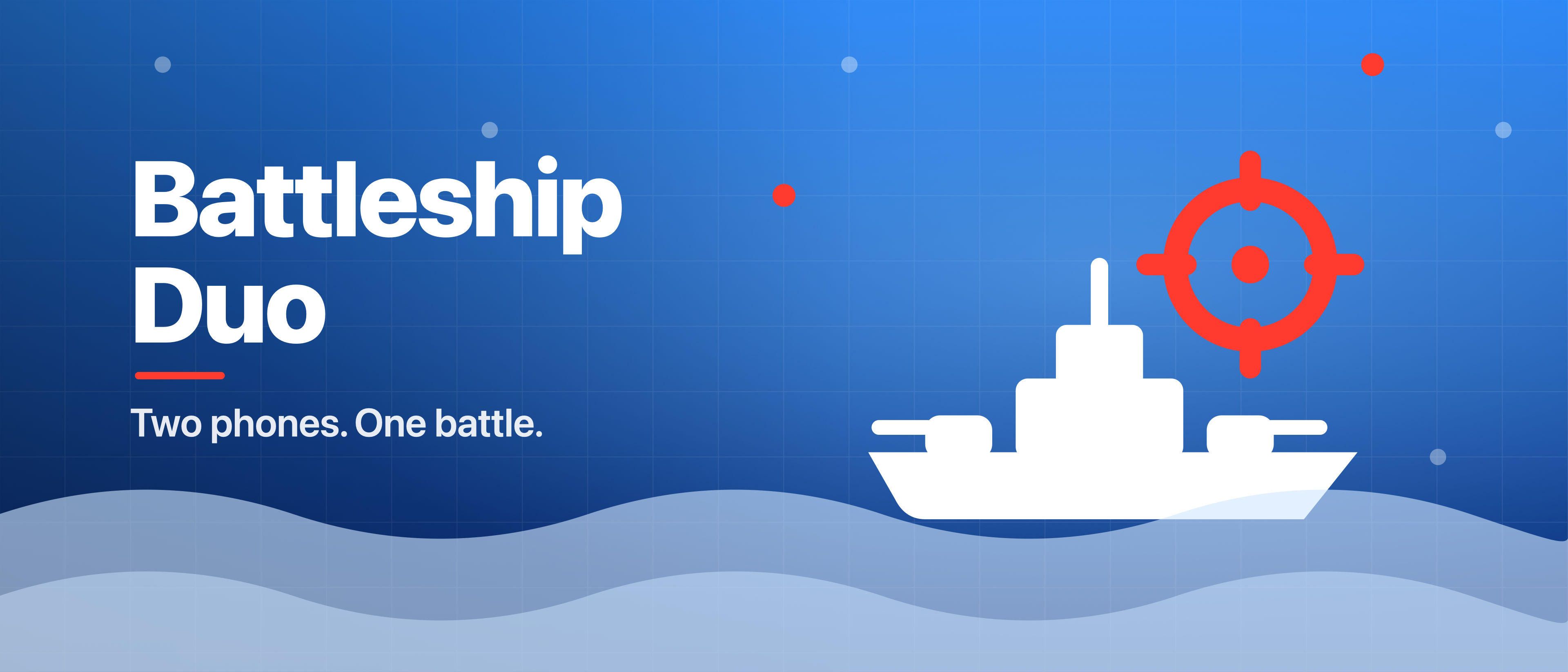 Battleship Duo battleship and target on a blue ocean grid
