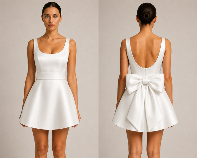 Audrey — Mikado satin dress with bow