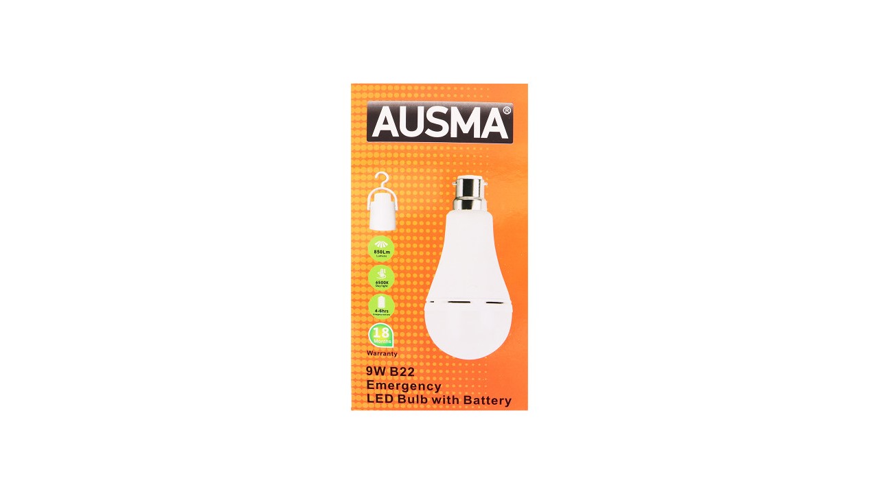 Ausma Emergency LED Bulb 9W B22 Rechargeable