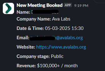 Meeting booked with Ava Labs - $100K+ revenue