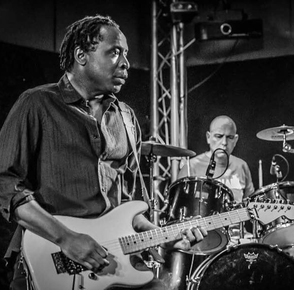 fyoosha guitarist and drummer black and white
