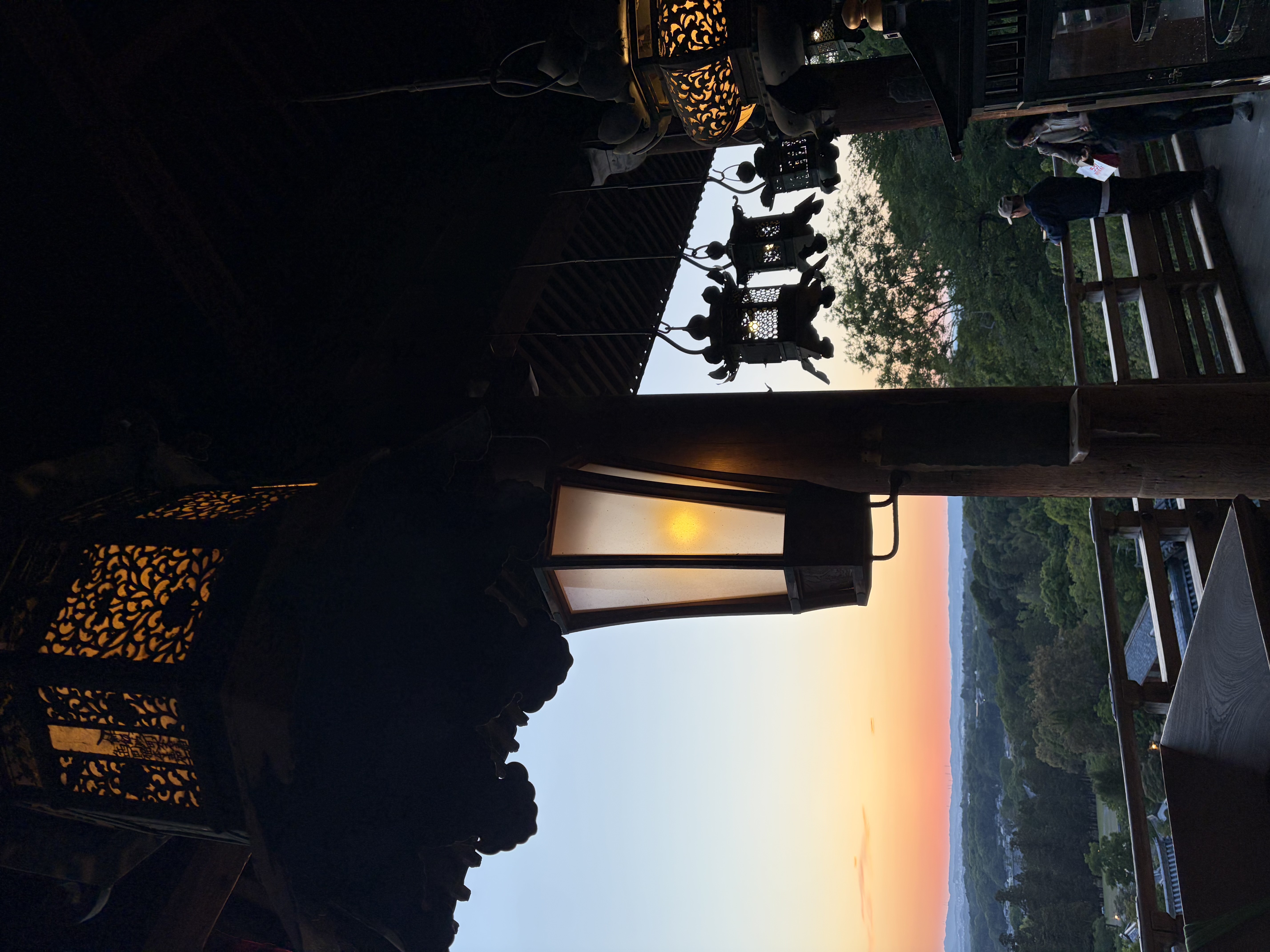 Sunset at shrine with lanterns