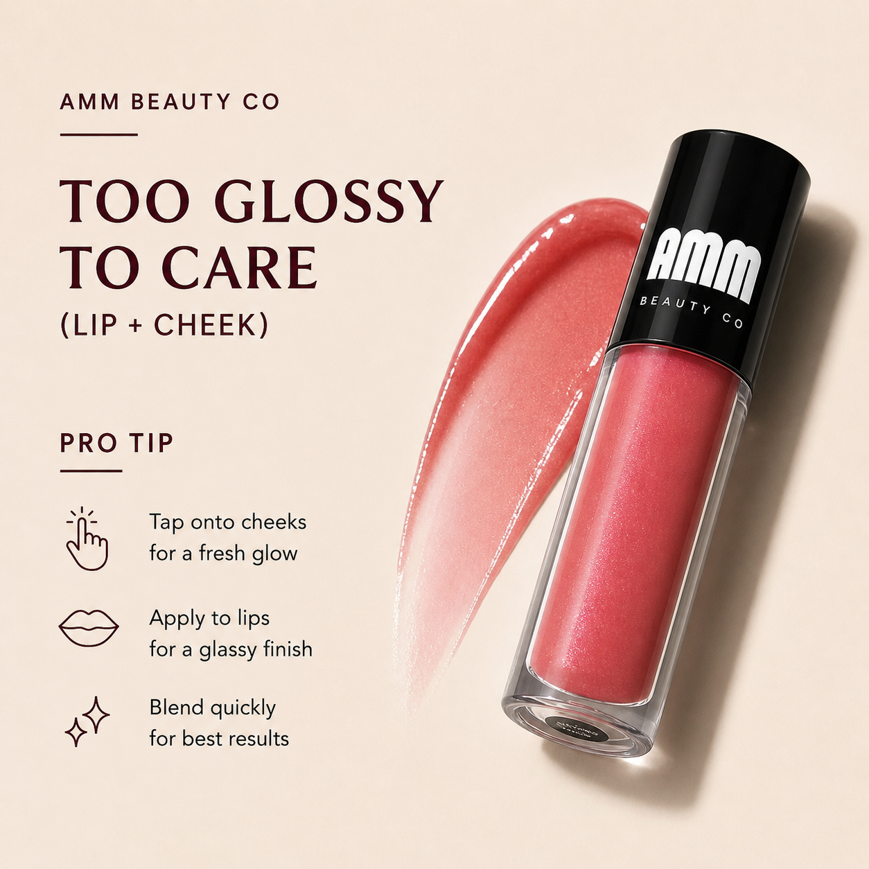 AMM Beauty Co. Too Glossy to Care lip and cheek