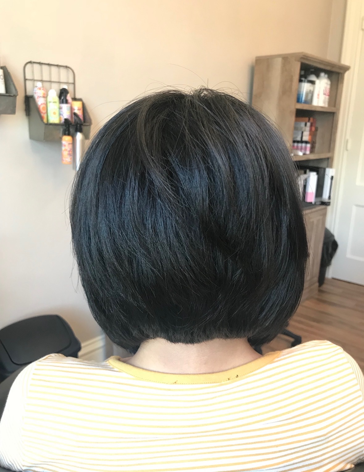 Classic dark layered bob haircut