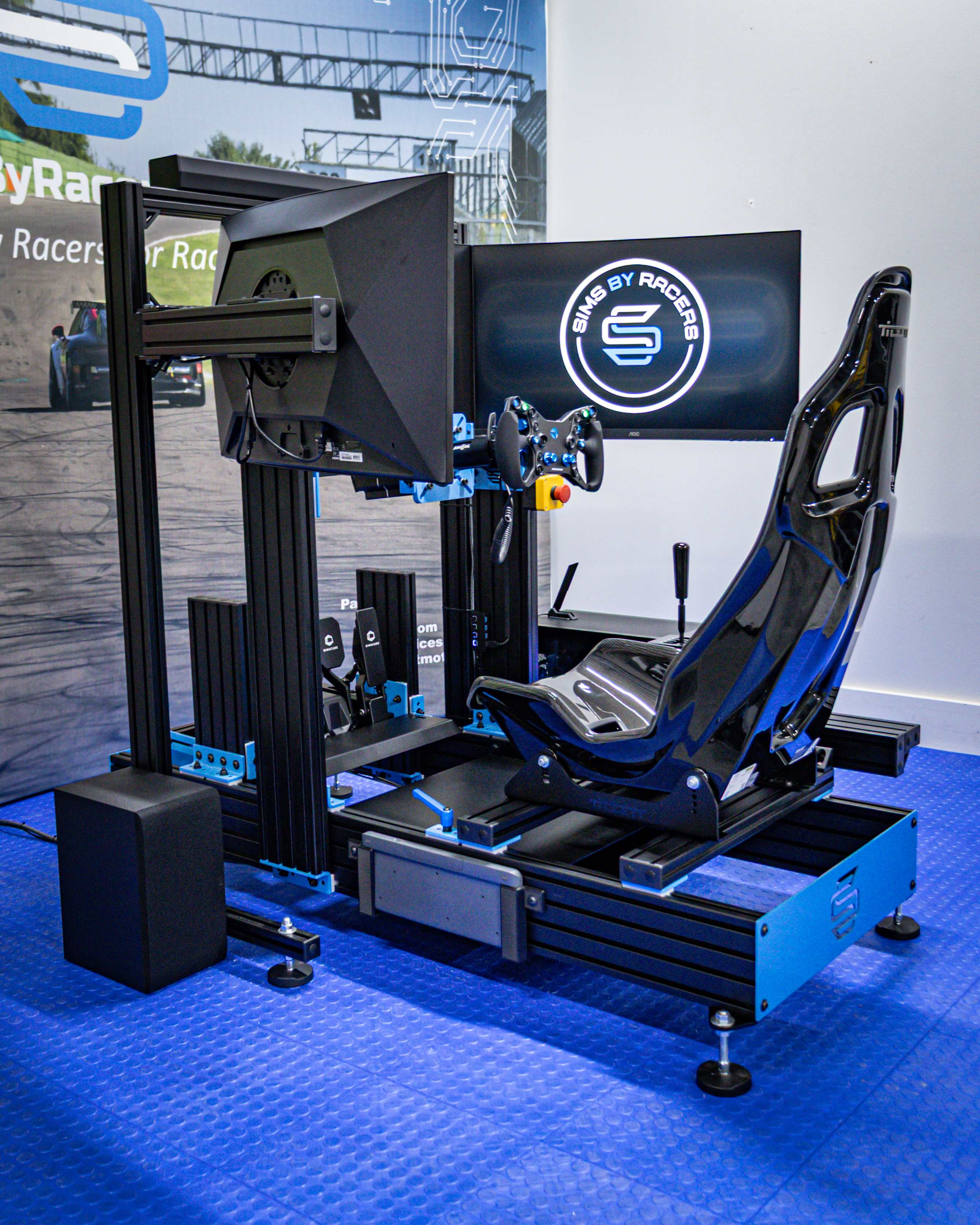 SBR 165 Standard Sim Rig with Tillett seat, Cube Controls wheel and monitors