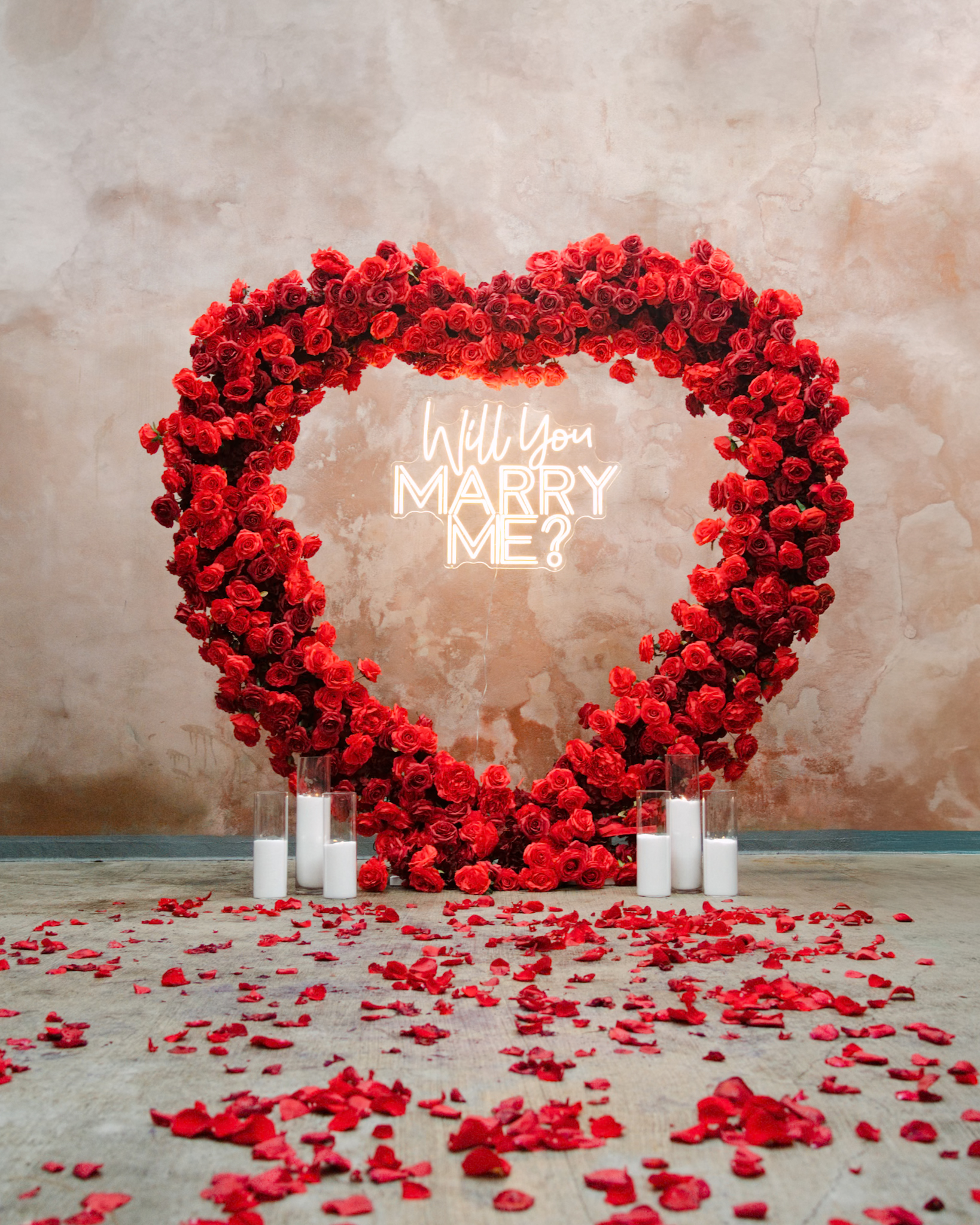 Heart shaped rose arch setup