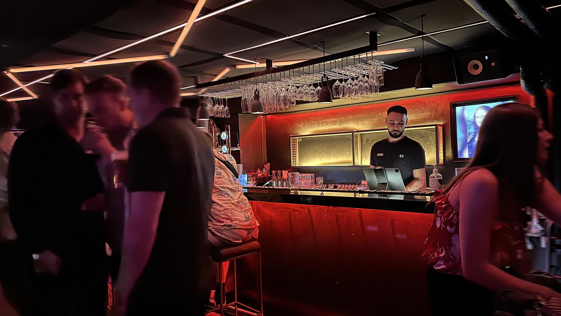 Bar counter with bartender