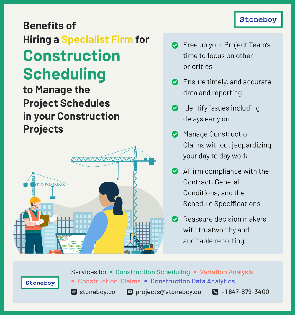 Benefits of Hiring a Specialist Firm for Construction Scheduling, Variation Analysis, Construction Claims, Construction Data Analytics