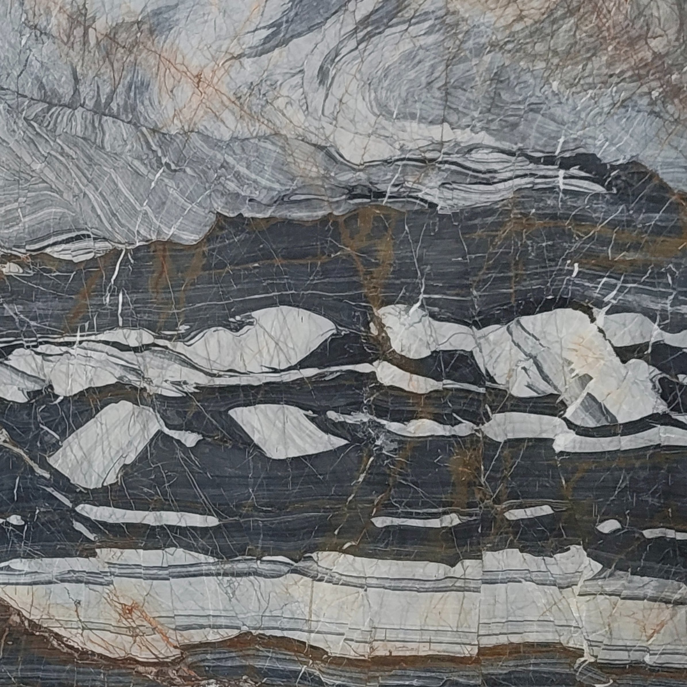 Bianco Nero exotic marble slab