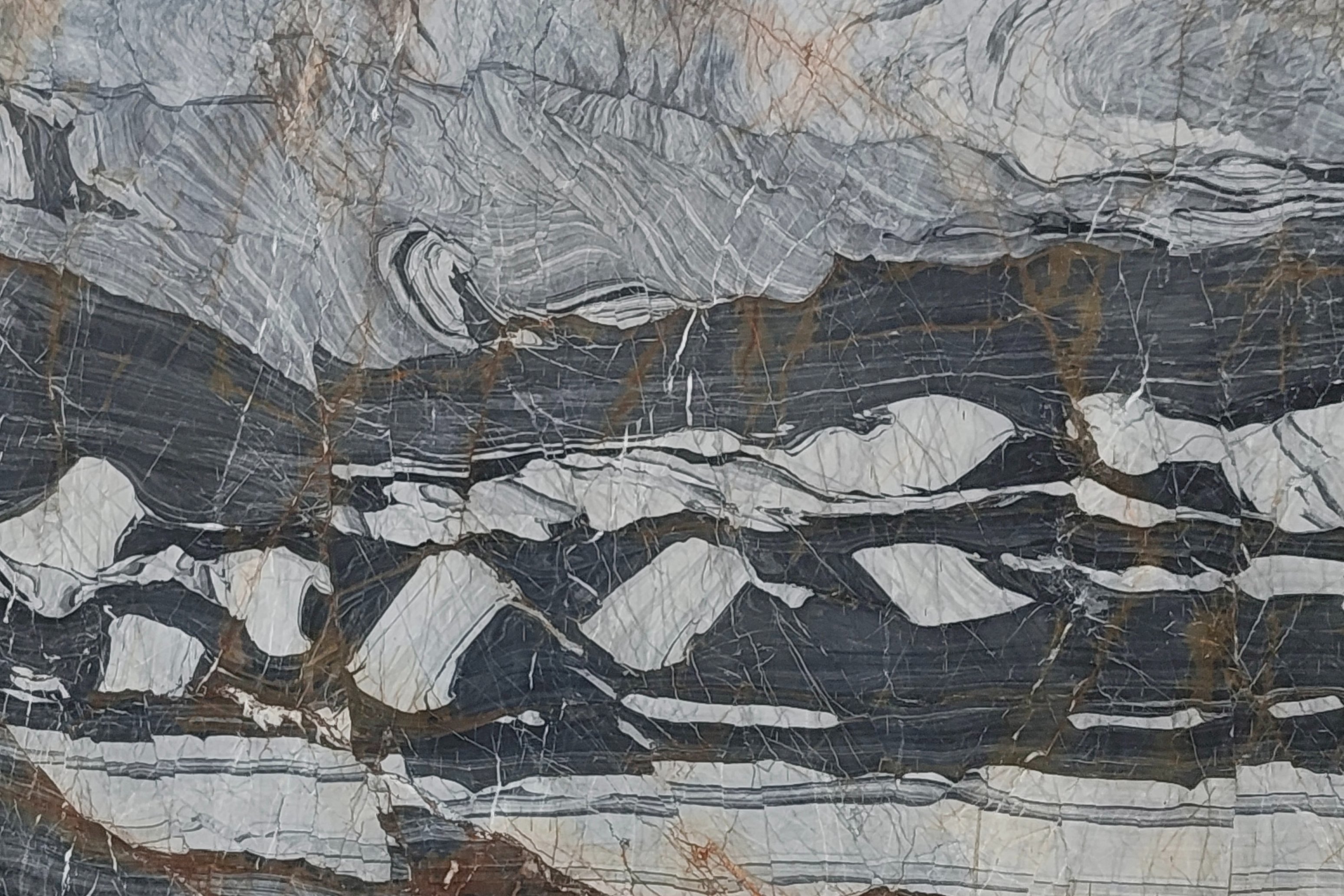 Bianco Nero exotic marble slab