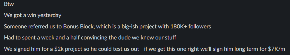 Bonus Block deal - potential $7K/m long term