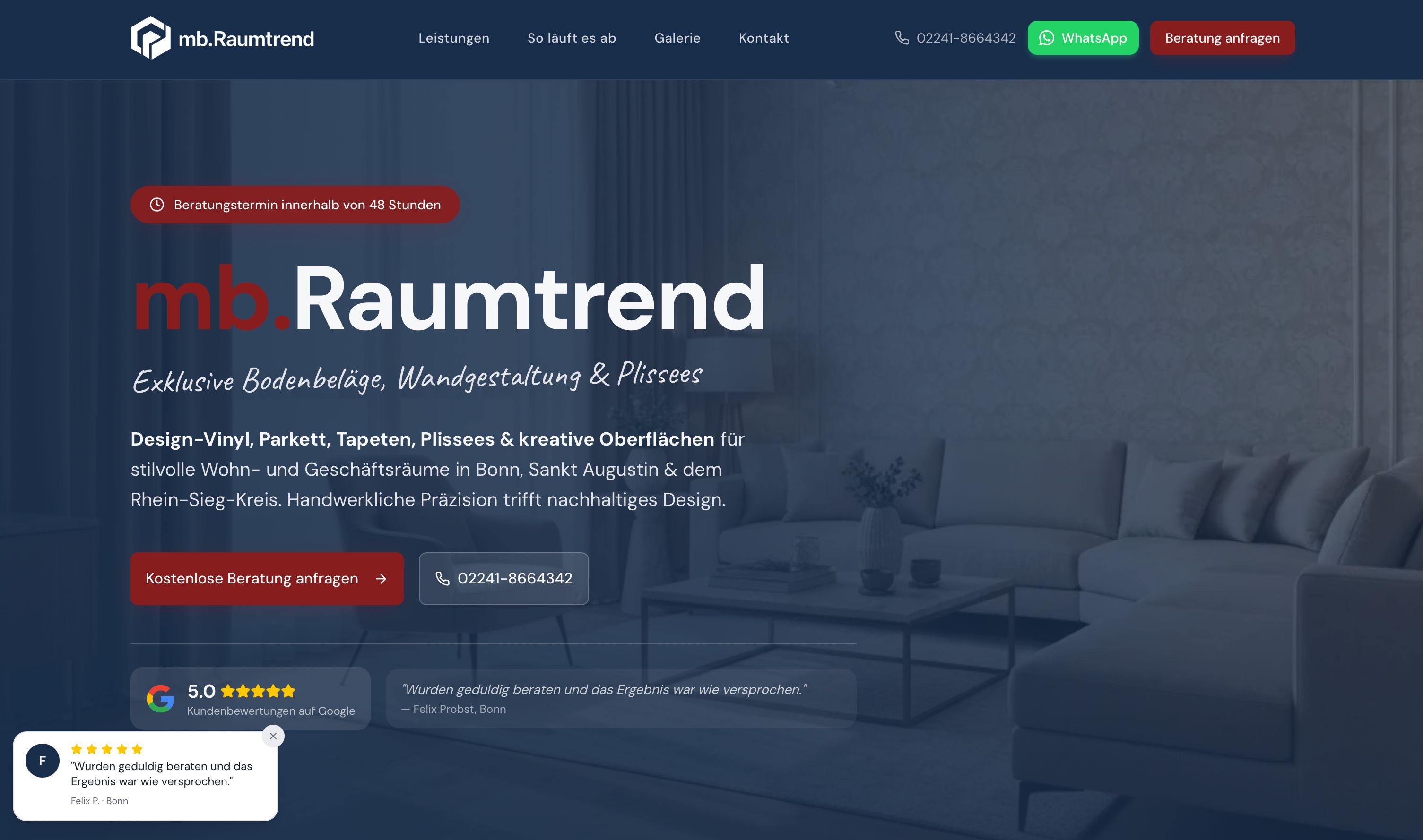 Website mb.Raumtrend - Bodenbeläge