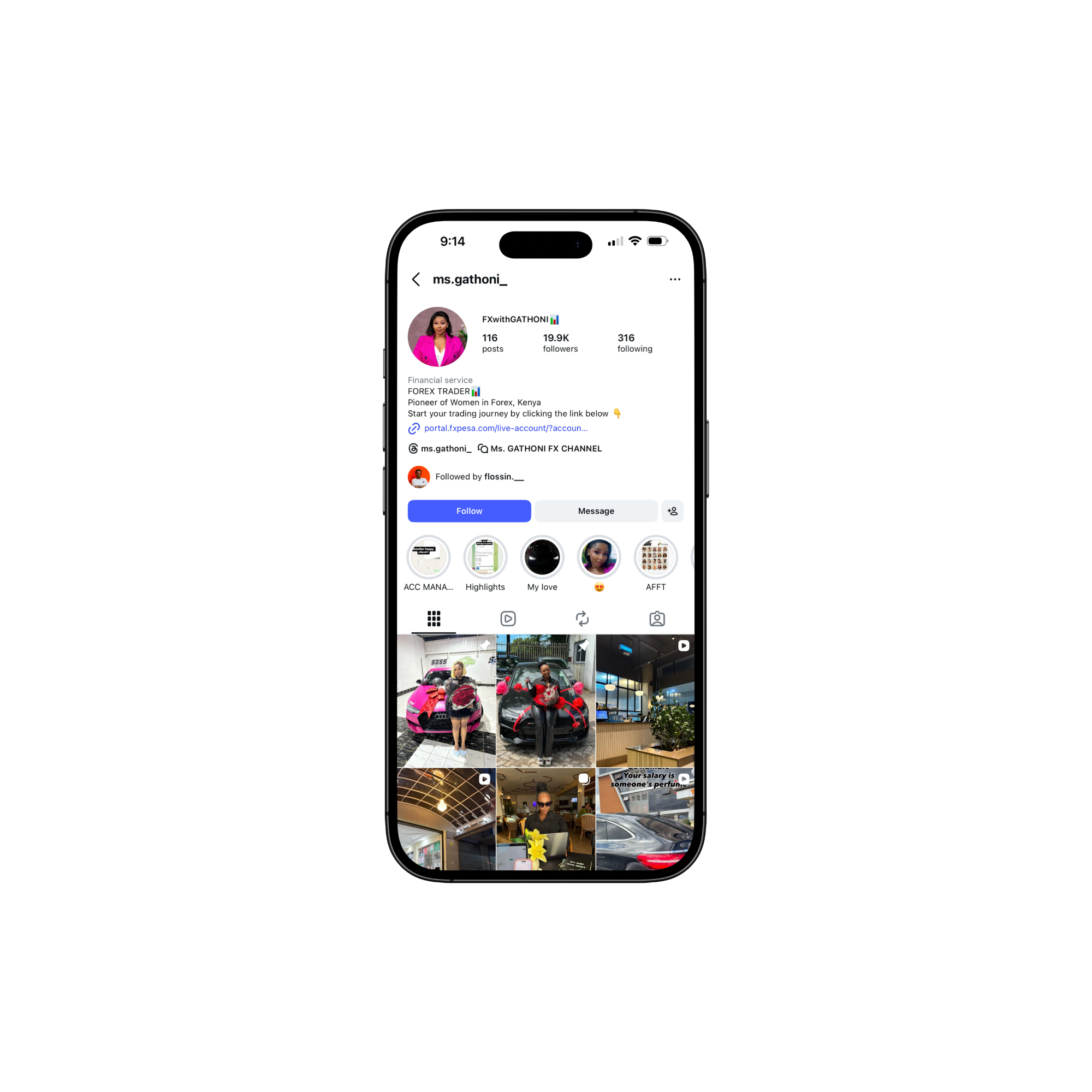 Gathoni Instagram Profile @ms.gathoni_ on iPhone mockup