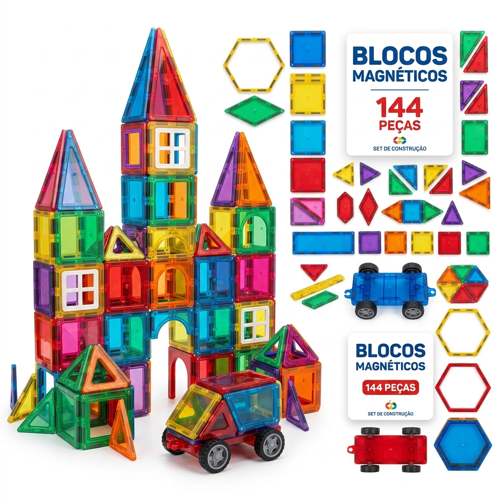 Blocos Magnéticos 144 Peças
