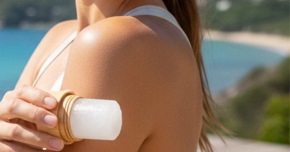 How to use an alum stone crystal deodorant applied to shoulder Sabivu
