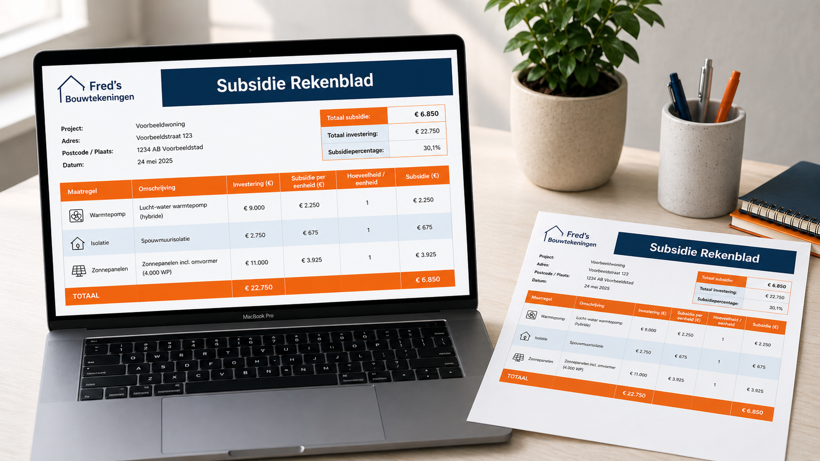 Subsidie Rekenblad