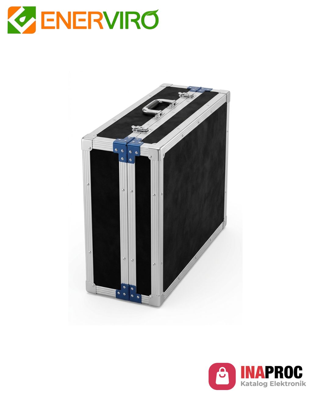 Box hardcase custom rangka aluminium panel hitam dengan sudut biru