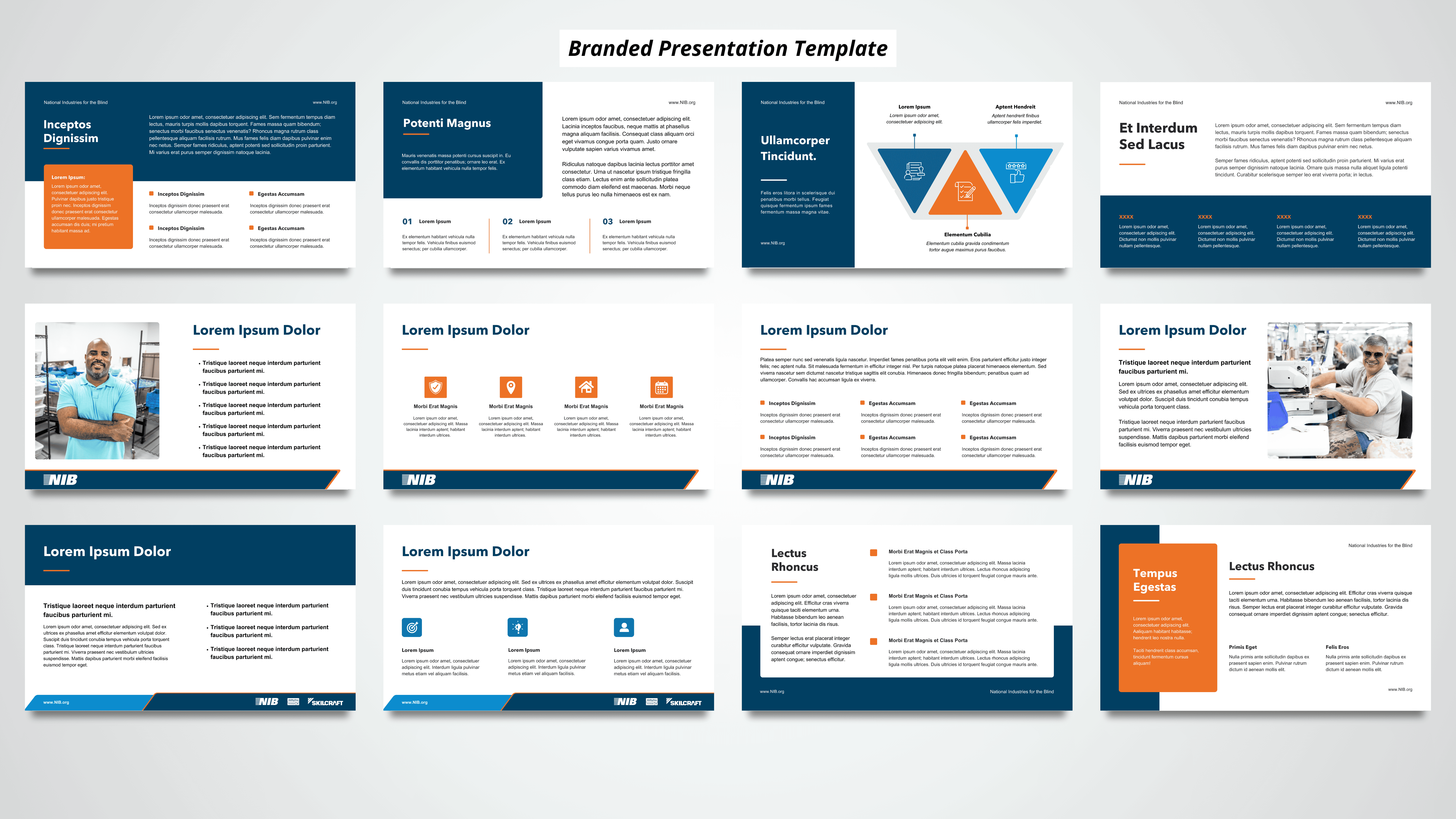 Flexible branded presentation template system with multiple layout variations