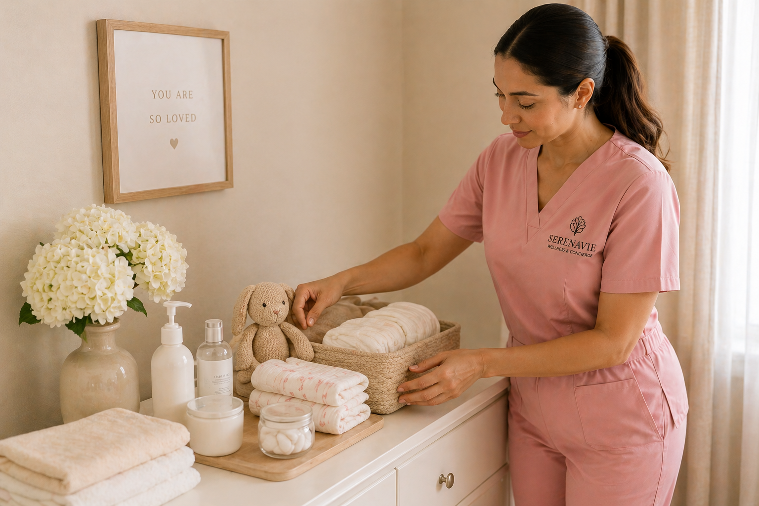 SerenaVie caregiver organizing nursery