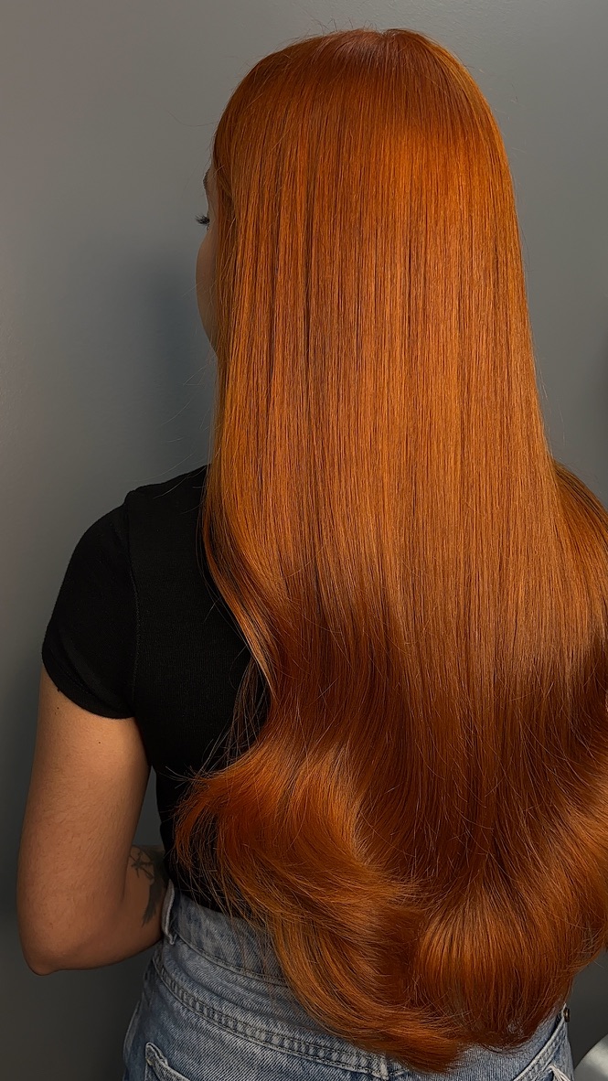 Vibrant copper long hair