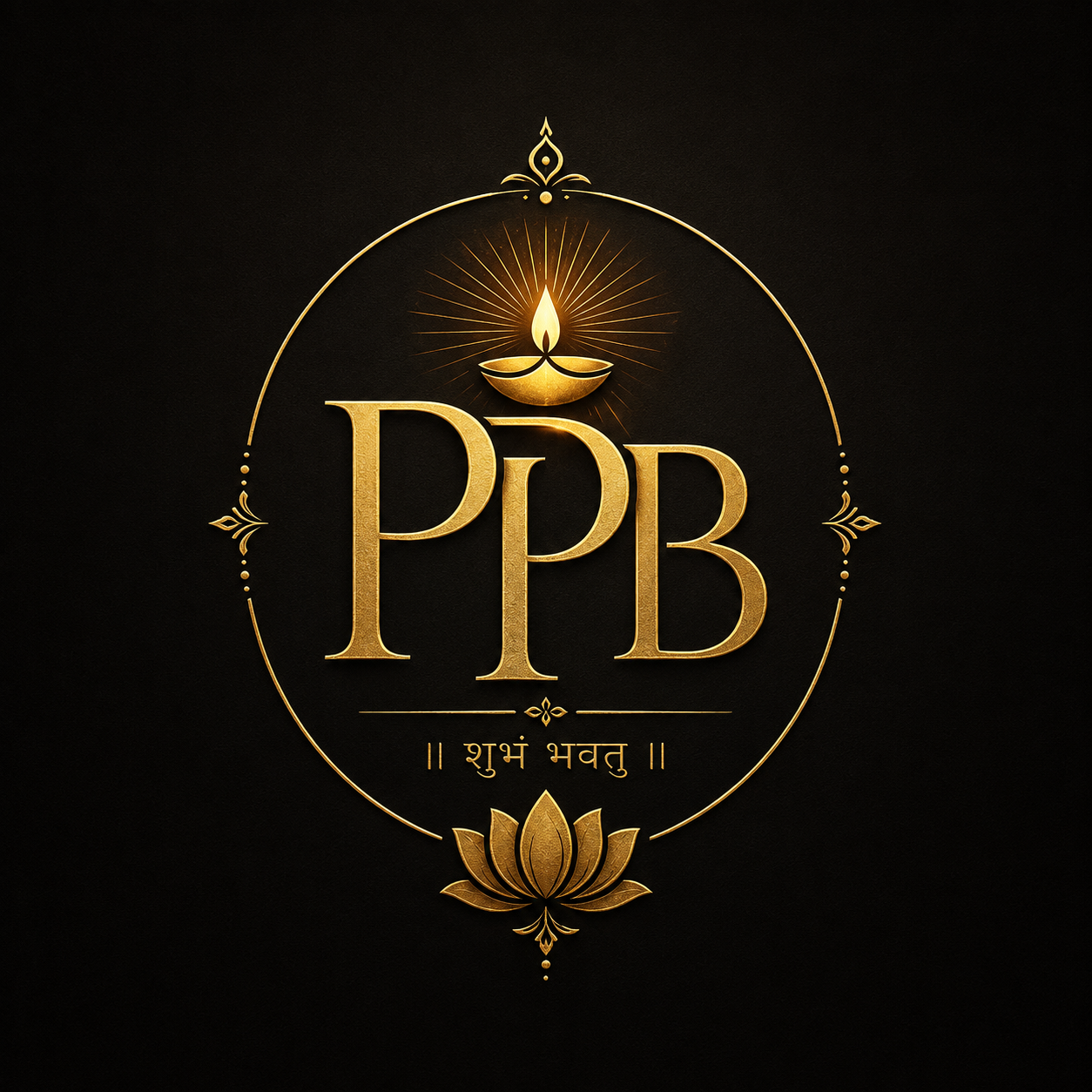 Golden diya and lotus Purohit Pooja Bandhar logo