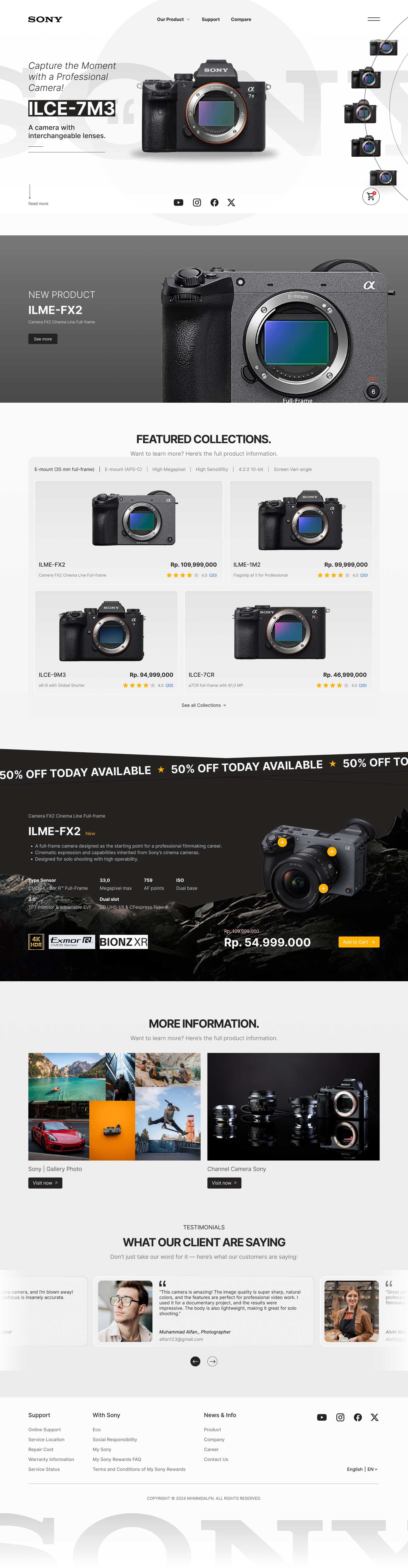 Canon Landing Page portfolio project