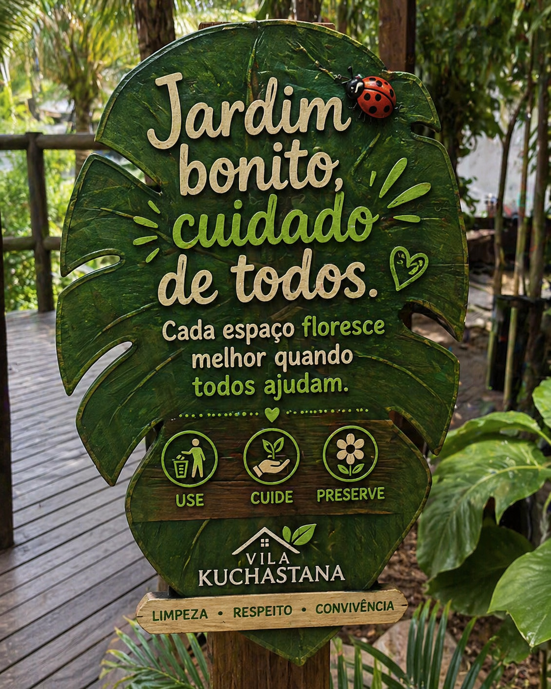 Placa artesanal - Jardim bonito