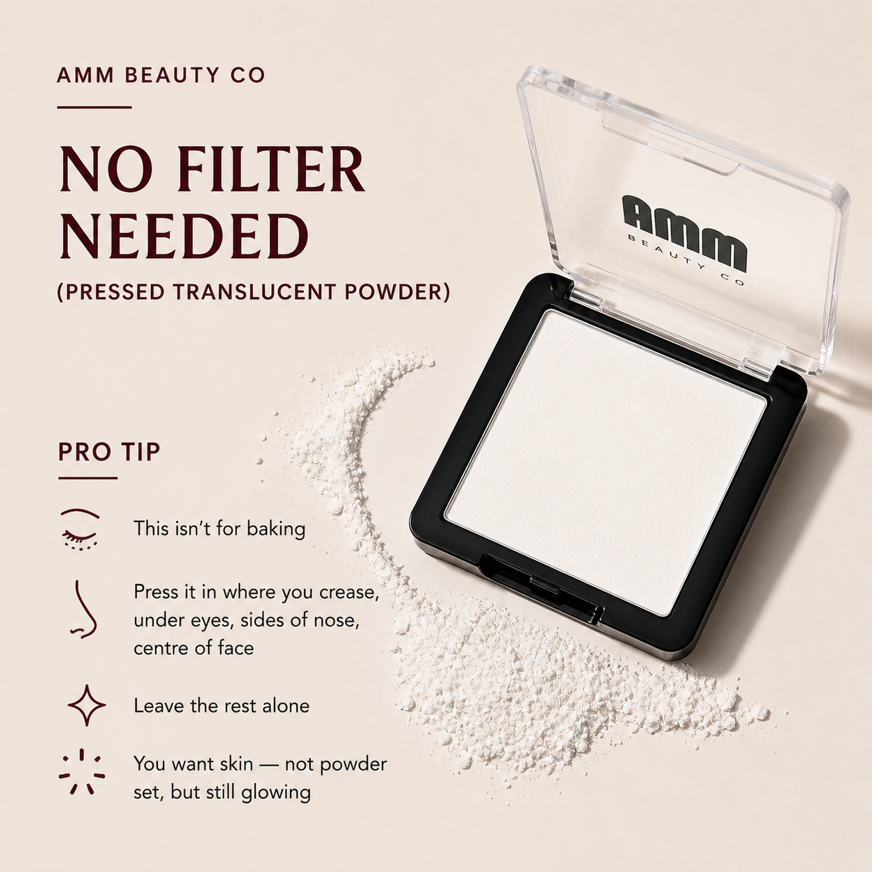 AMM Beauty Co. No Filter Needed pressed translucent powder