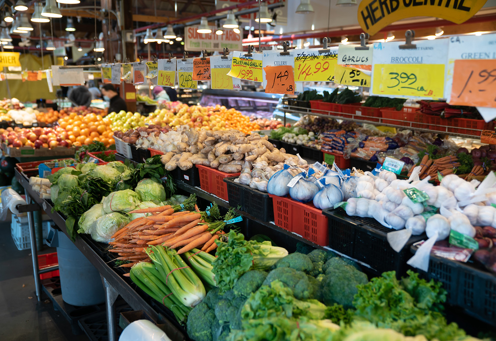 Farmers market vegetable display