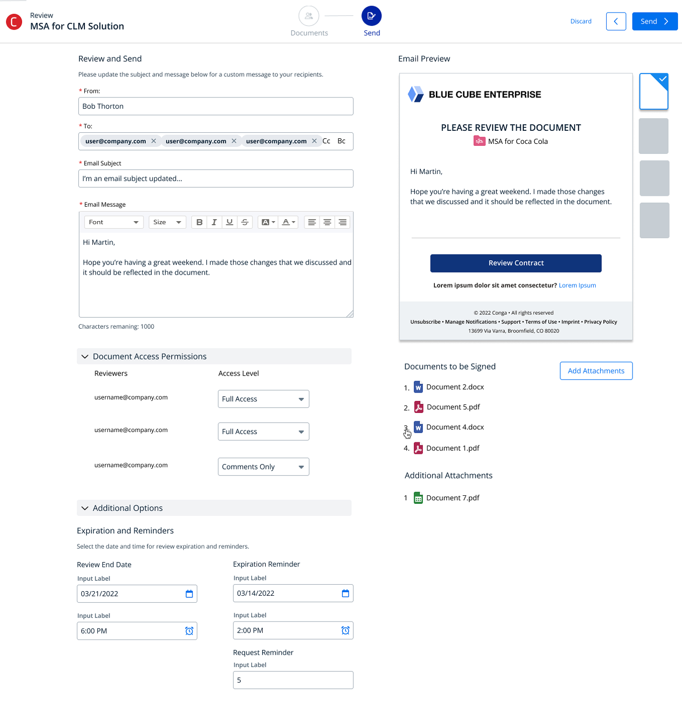 Review and Send - Streamlined collaboration with email preview