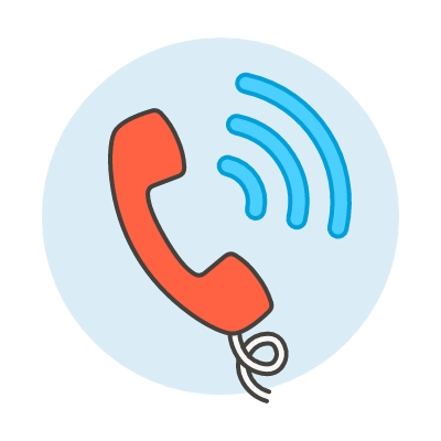 Red telephone with blue signal waves, showing GoCash's responsive communication channels to hear and address your concerns
