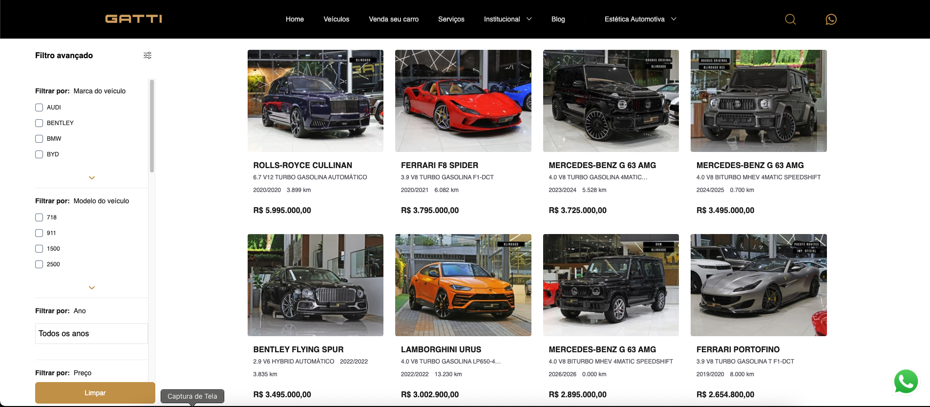 Exemplo de site Gatti Automotive