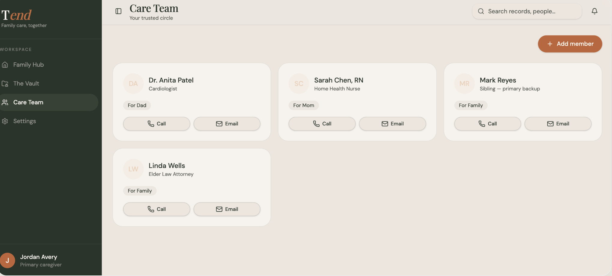 Care Team screenshot
