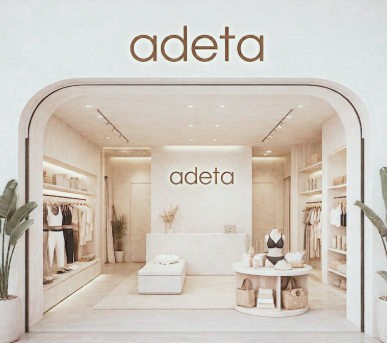 Diseño interior de tienda Adeta con arcos y tonos crema