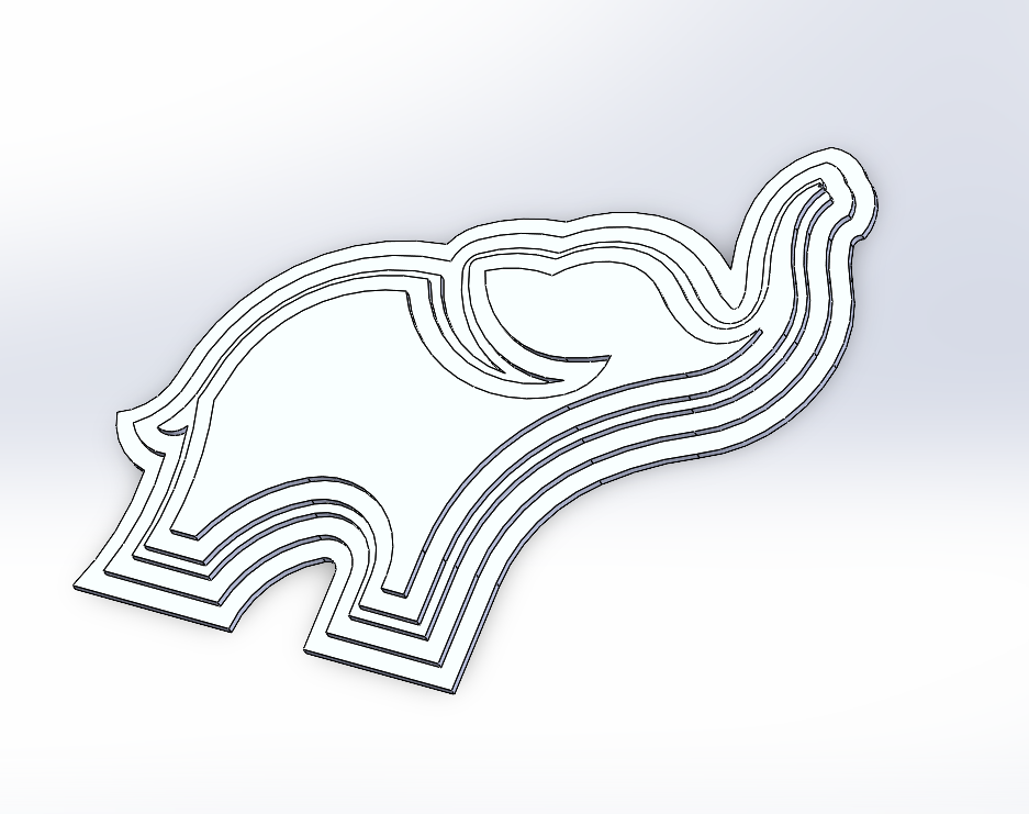 Estructuras a partir de Planos - Modelo CAD de elefante con capas contorneadas