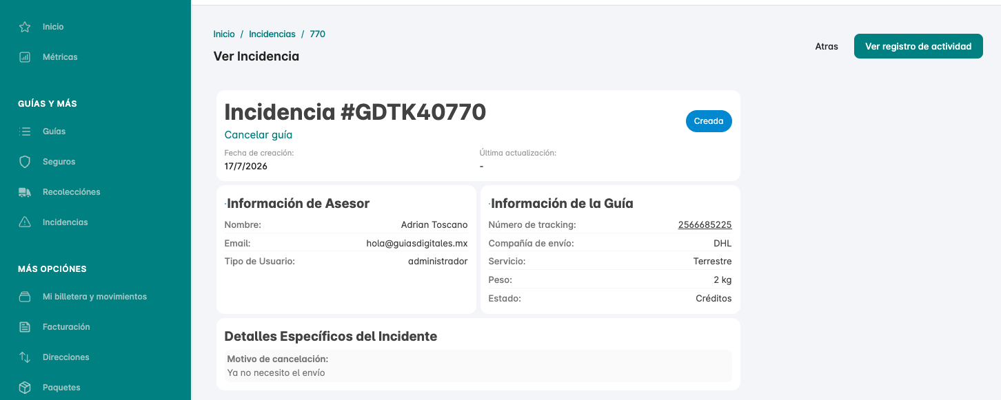 Modulo de incidencias